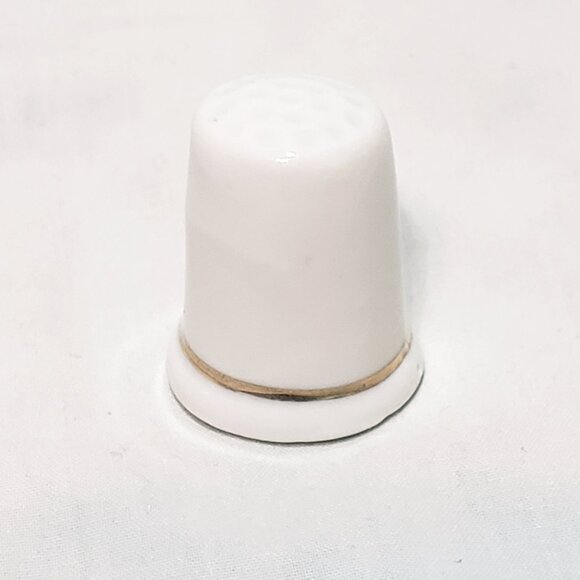 Lake George New York Sailboat Thimble Souvenir Porcelain Vintage 1" White Black - Picture 5 of 10